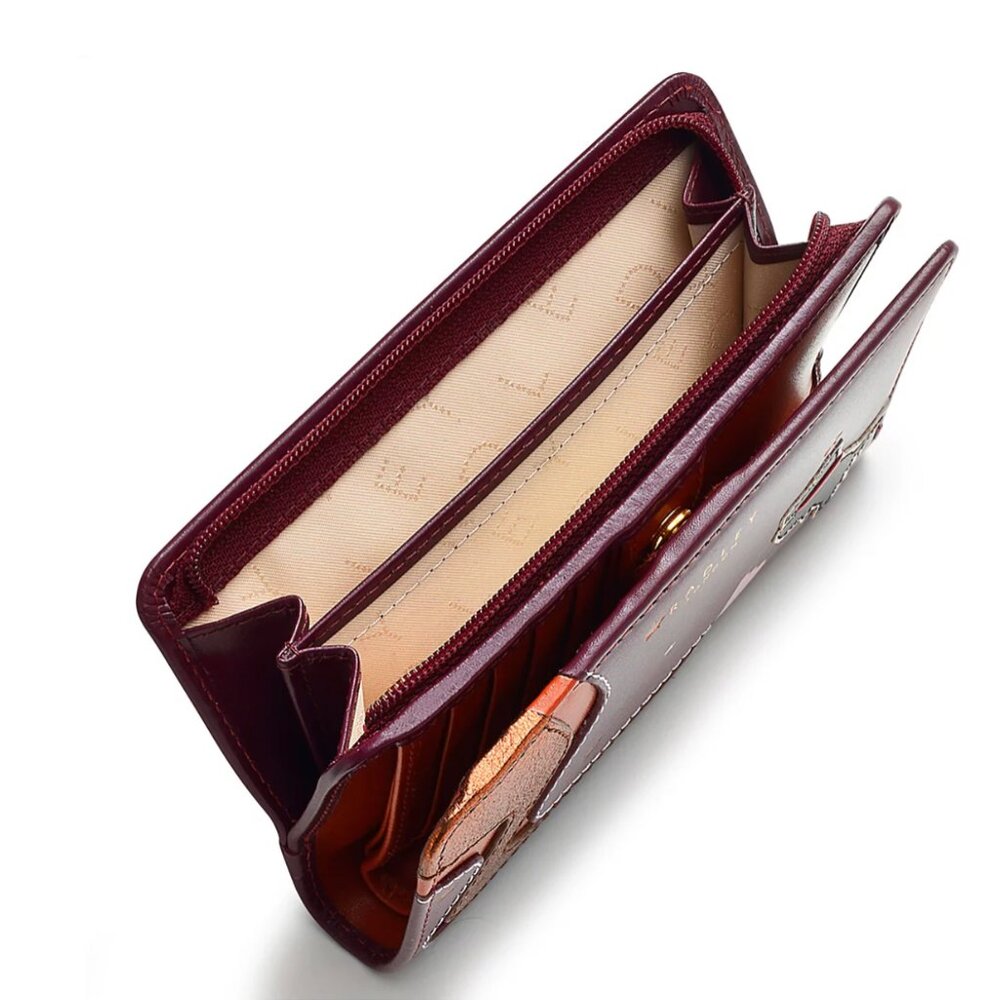 Radley London Scottie Dog Leather Wallet Zip Around Burgundy - Picture 3 of 12